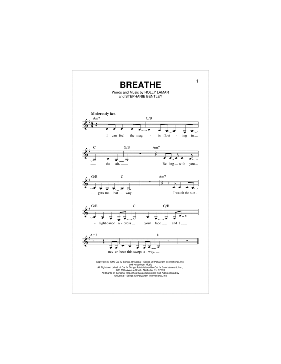 Breathe Piano scores gallery preview page 1