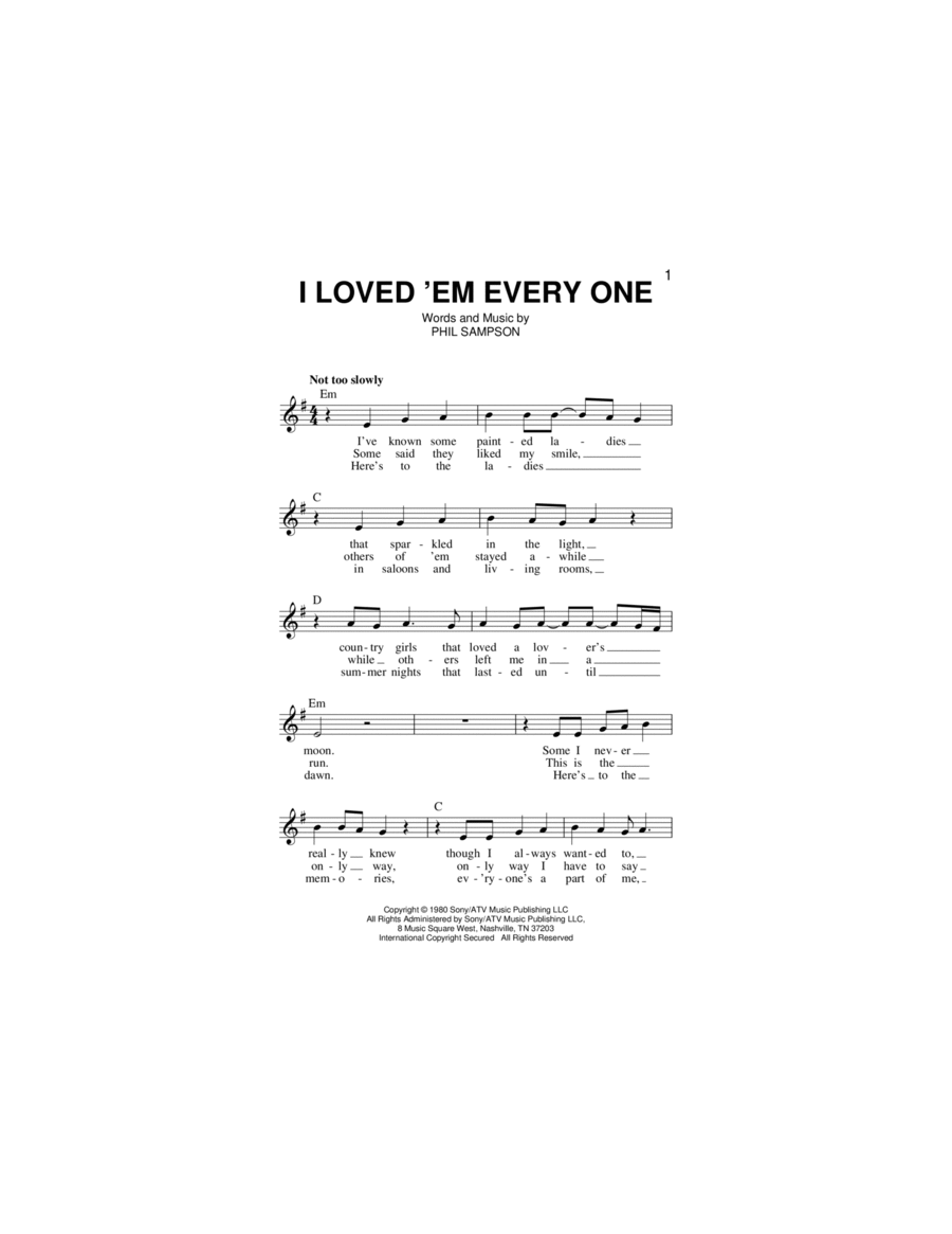 I Loved 'Em Every One Piano scores gallery preview page 1