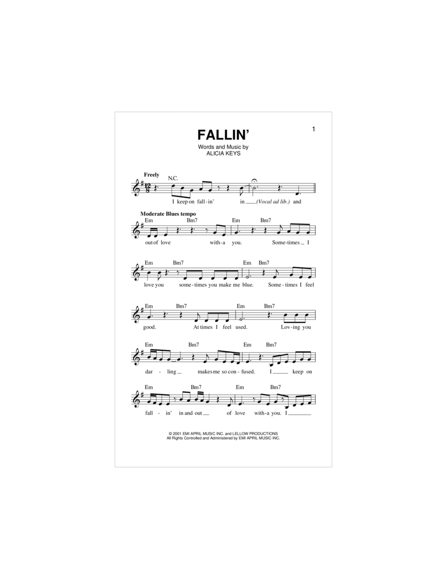 Fallin' Piano scores gallery preview page 1