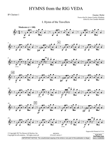 Hymns from the Rig Veda - Bb Clarinet 1