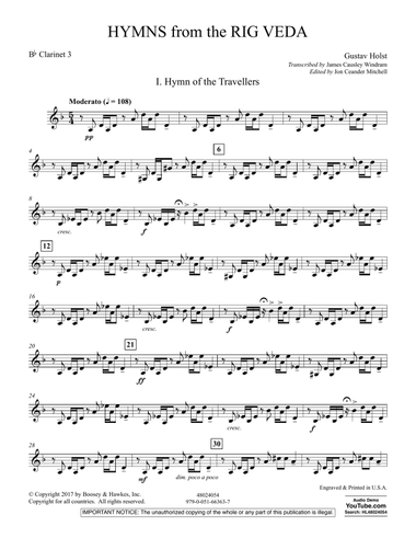 Hymns from the Rig Veda - Bb Clarinet 3