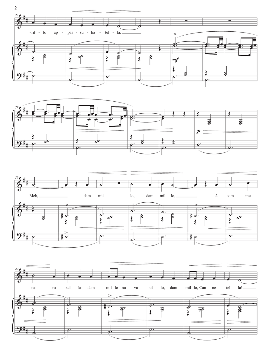 TOSTI: 'A vucchella (transposed to D major) Piano, Vocal scores gallery preview page 3