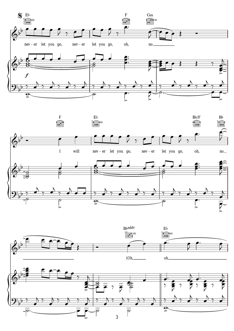 Never Let You Go (featuring John Newman) Piano, Vocal scores gallery preview page 3