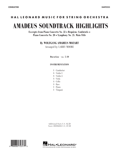 Amadeus Soundtrack Highlights - Conductor Score (Full Score)