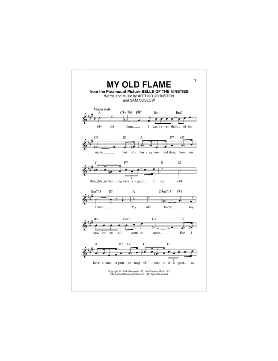 My Old Flame Piano scores gallery preview page 1