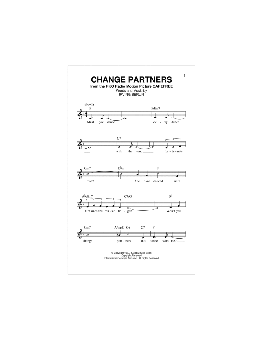 Change Partners Piano scores gallery preview page 1