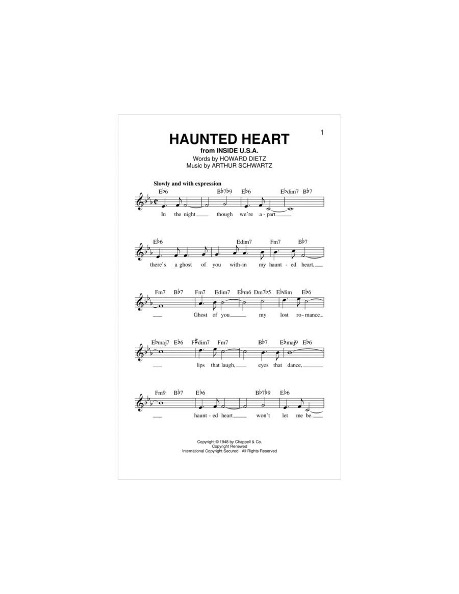 Haunted Heart Piano scores gallery preview page 1