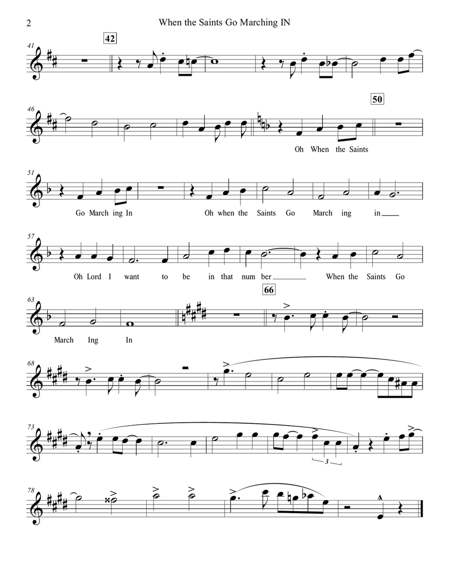 Saints Go Marchin' In - Sax Quartet Jazz Ensemble scores gallery preview page 2