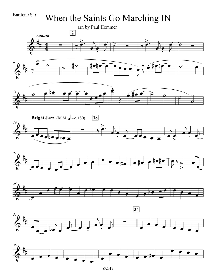 Saints Go Marchin' In - Sax Quartet Jazz Ensemble scores gallery preview page 3
