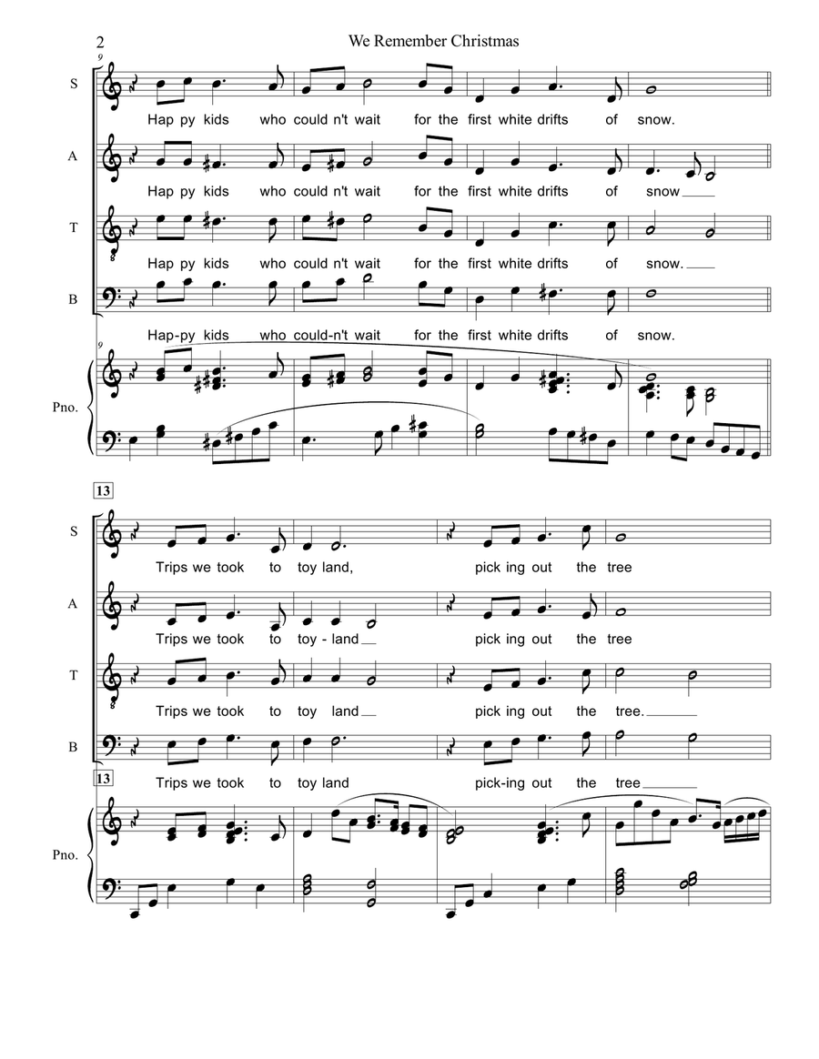 We Remember Christmas SATB 4-Part scores gallery preview page 2