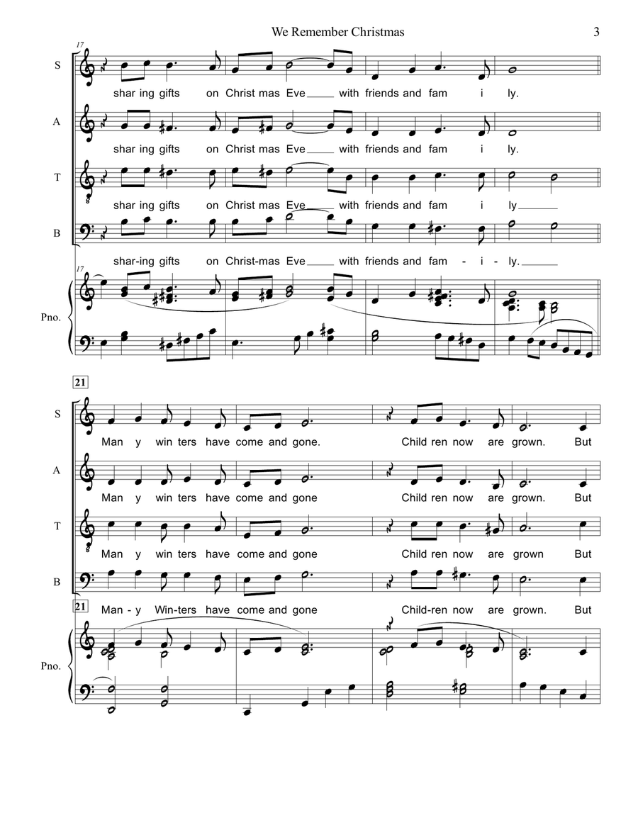 We Remember Christmas SATB 4-Part scores gallery preview page 3