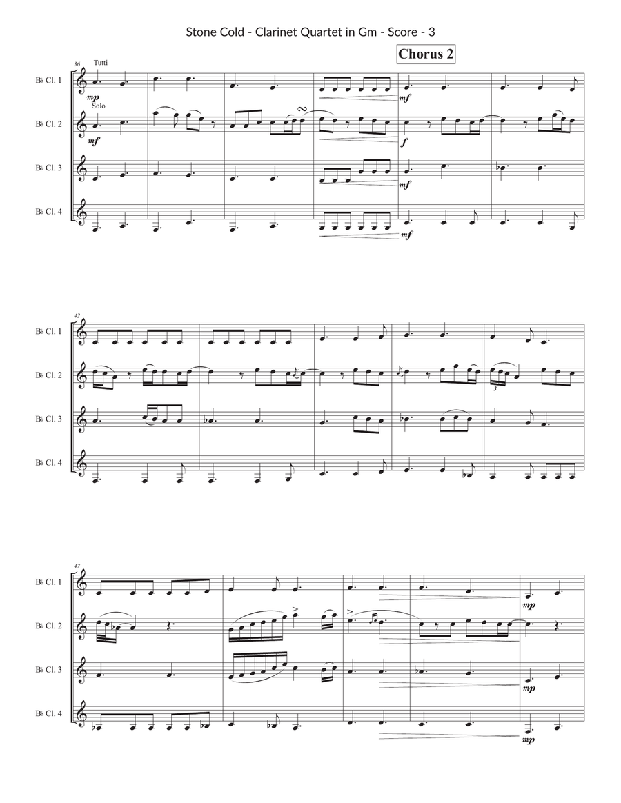 Stone Cold Stone Cold Clarinet Quartet scores gallery preview page 3