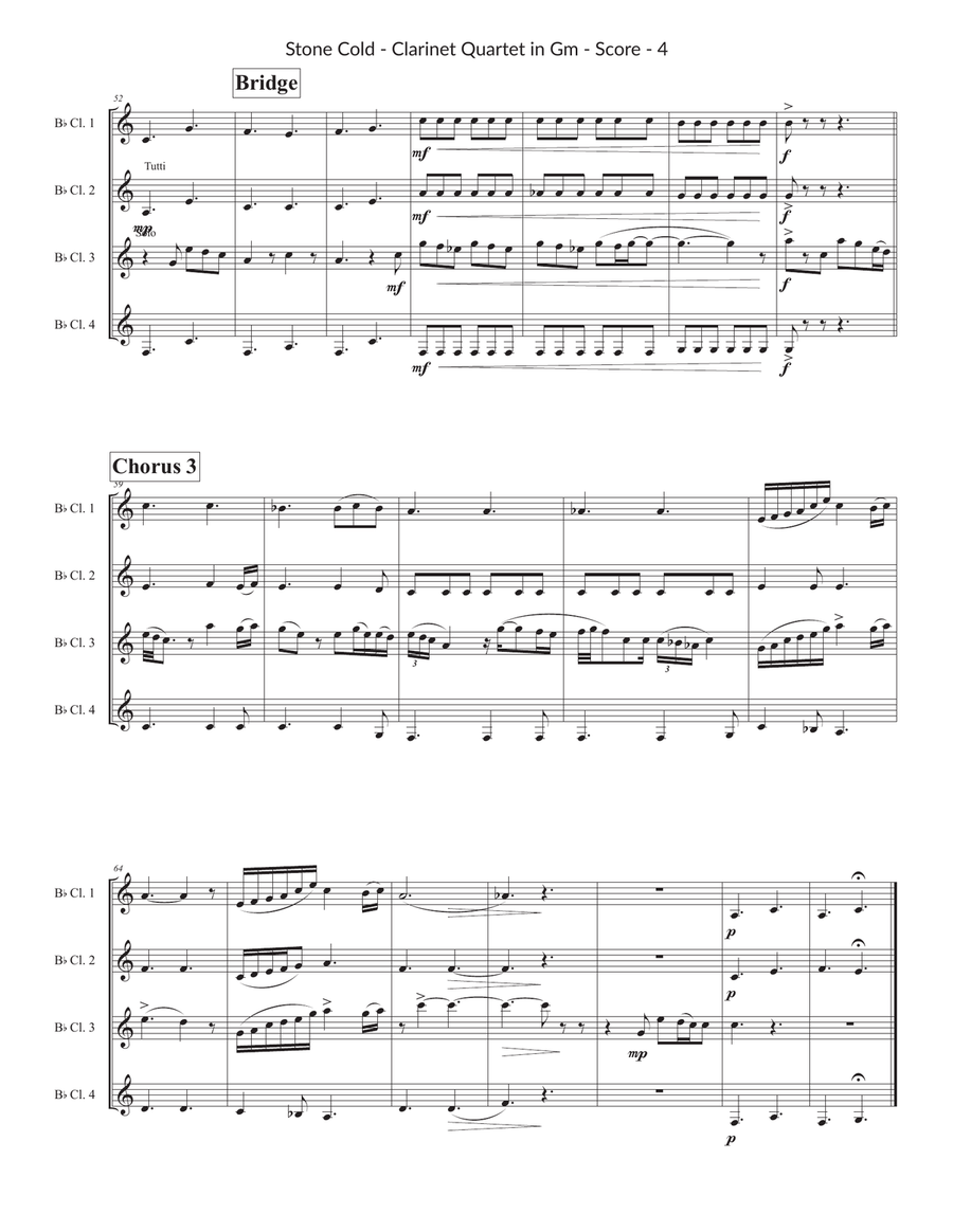 Stone Cold Stone Cold Clarinet Quartet scores gallery preview page 4