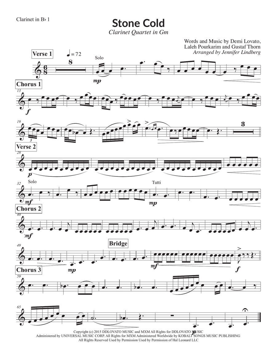 Stone Cold Stone Cold Clarinet Quartet scores gallery preview page 5
