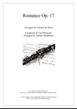 Romance Op. 17 arranged for Clarinet and Piano