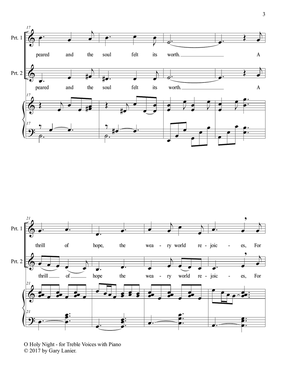 O HOLY NIGHT (Duet for Treble Voices with Piano - Score & Treble Voices Part included) 4-Part scores gallery preview page 4