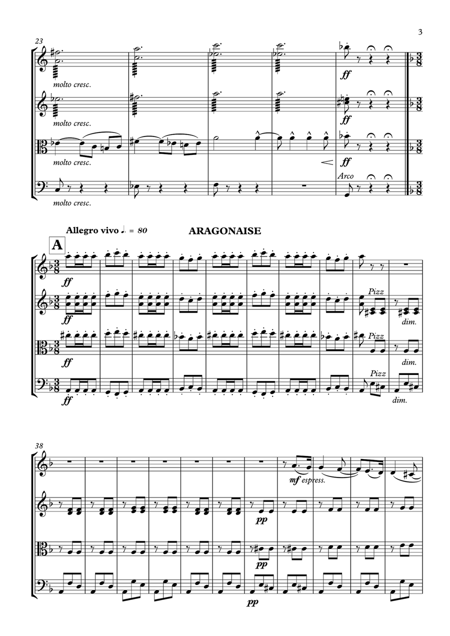 Carmen Suite Nº1 - G. Bizet - For String Quartet (Full Score and Parts) String Quartet scores gallery preview page 3