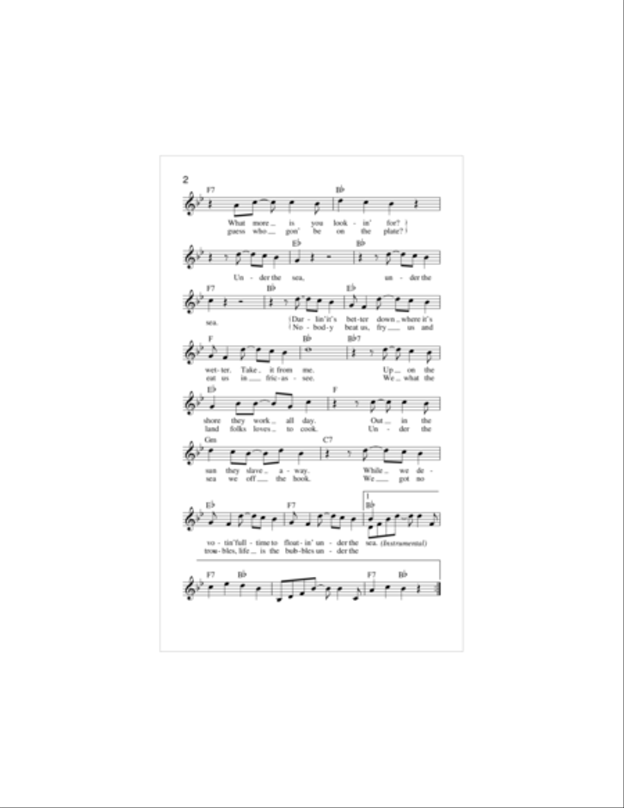 Under The Sea (from The Little Mermaid) Piano scores gallery preview page 2