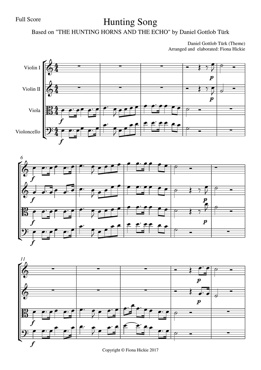 Hunting Song Hunting Song String Quartet scores gallery preview page 2