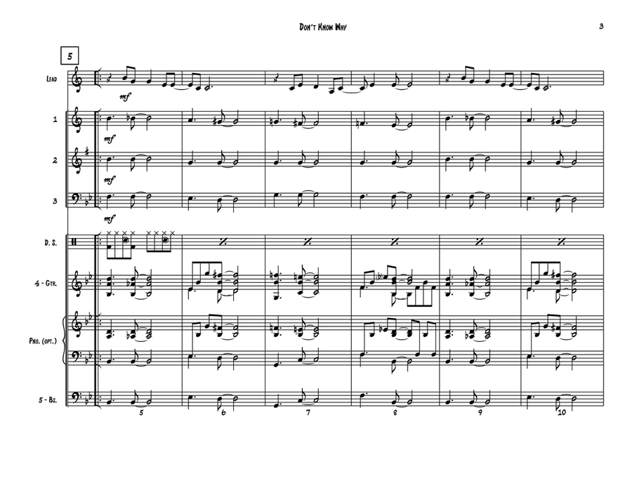 Don't Know Why Don't Know Why Small Ensemble scores gallery preview page 3