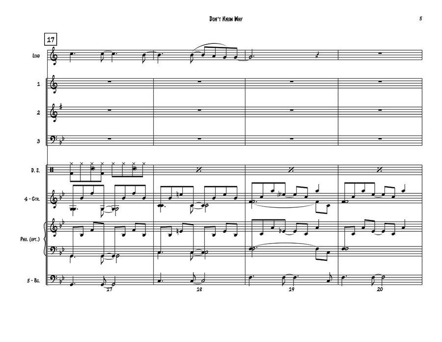 Don't Know Why Don't Know Why Small Ensemble scores gallery preview page 5