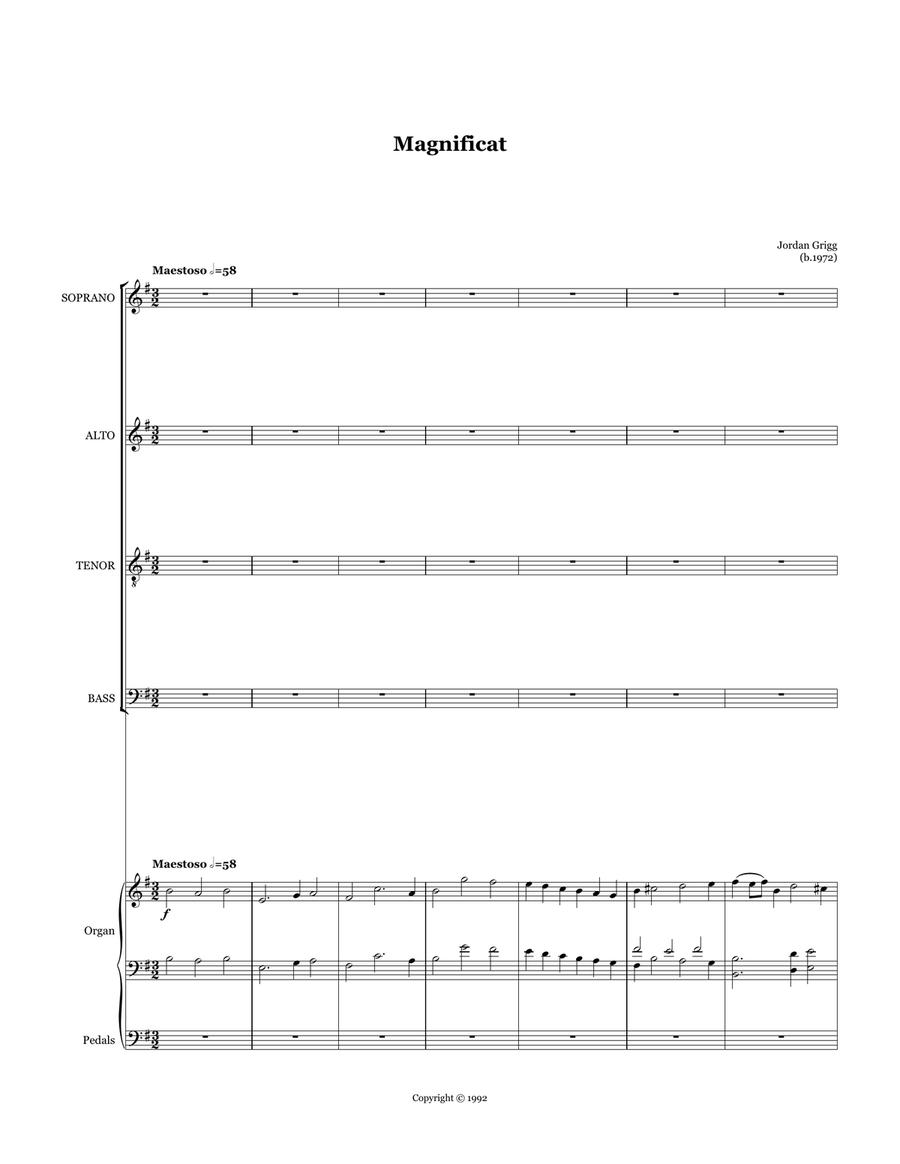 Magnificat (SATB Chorus and Organ) 4-Part scores gallery preview page 2