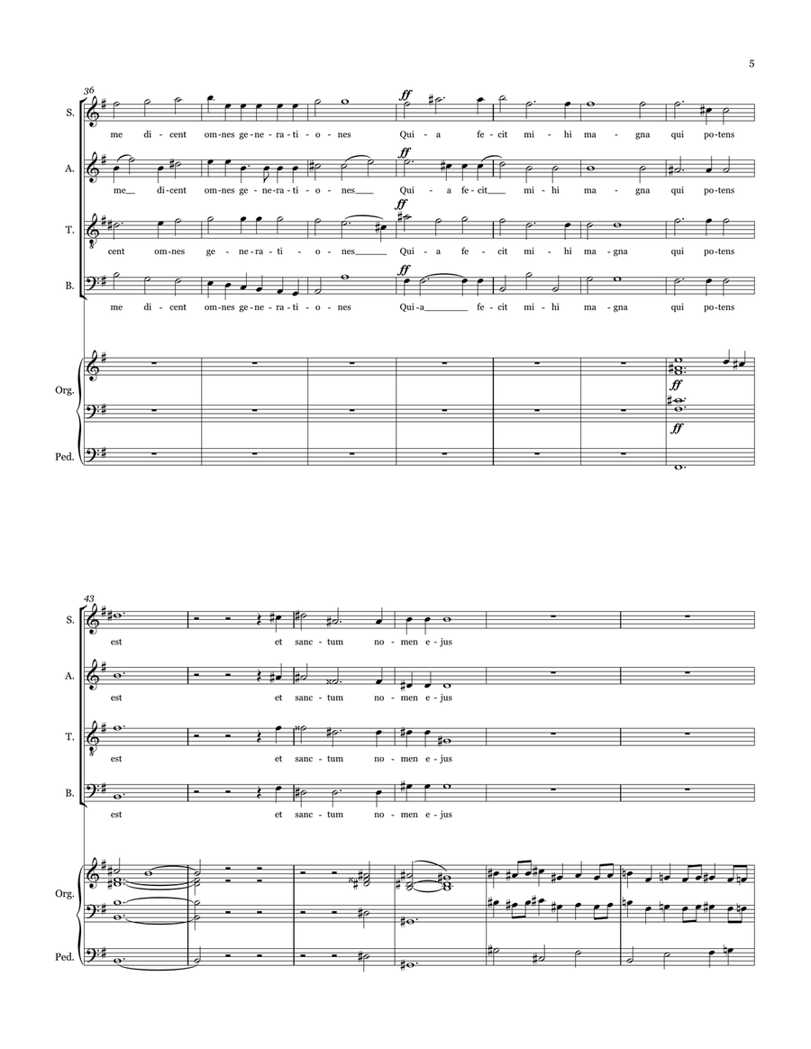 Magnificat (SATB Chorus and Organ) 4-Part scores gallery preview page 5