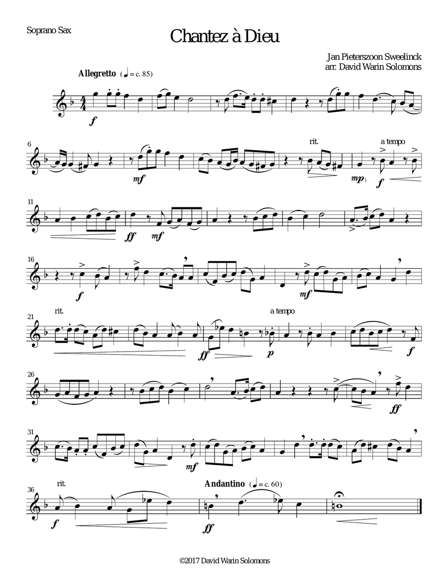 Chantez à Dieu for saxophone quartet Saxophone Quartet scores gallery preview page 4