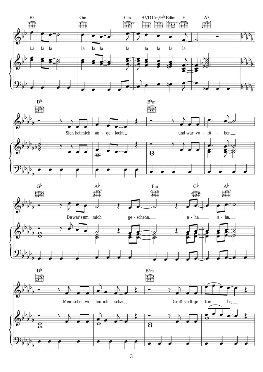 Siebzehn Jahr, Blondes Haar Piano, Vocal scores gallery preview page 3