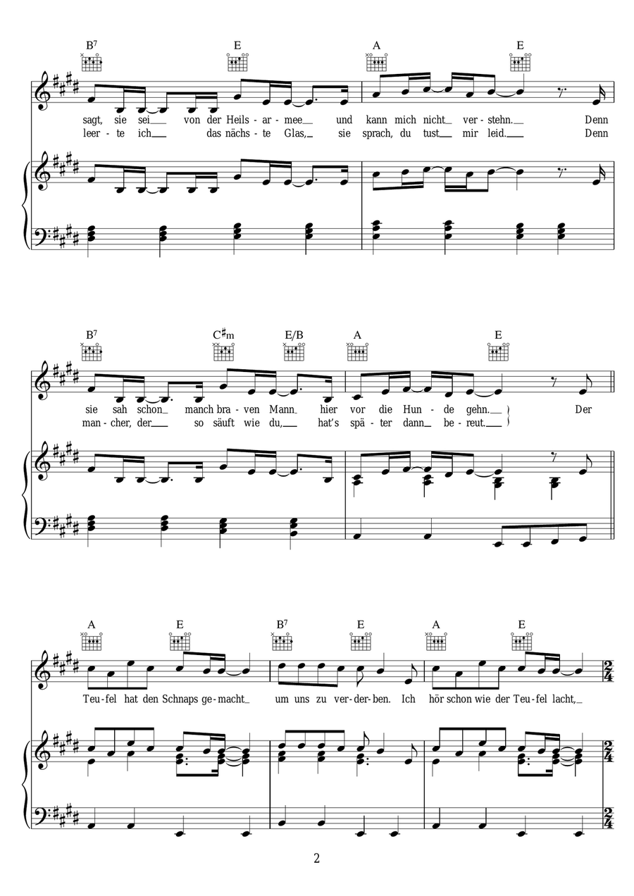 Der Teufel Hat Den Schnaps Gemacht Piano, Vocal scores gallery preview page 2
