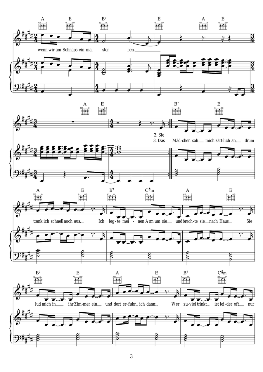 Der Teufel Hat Den Schnaps Gemacht Piano, Vocal scores gallery preview page 3