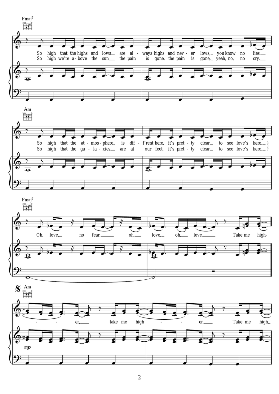 Higher (featuring Giggs) Higher (featuring Giggs) Piano, Vocal scores gallery preview page 2