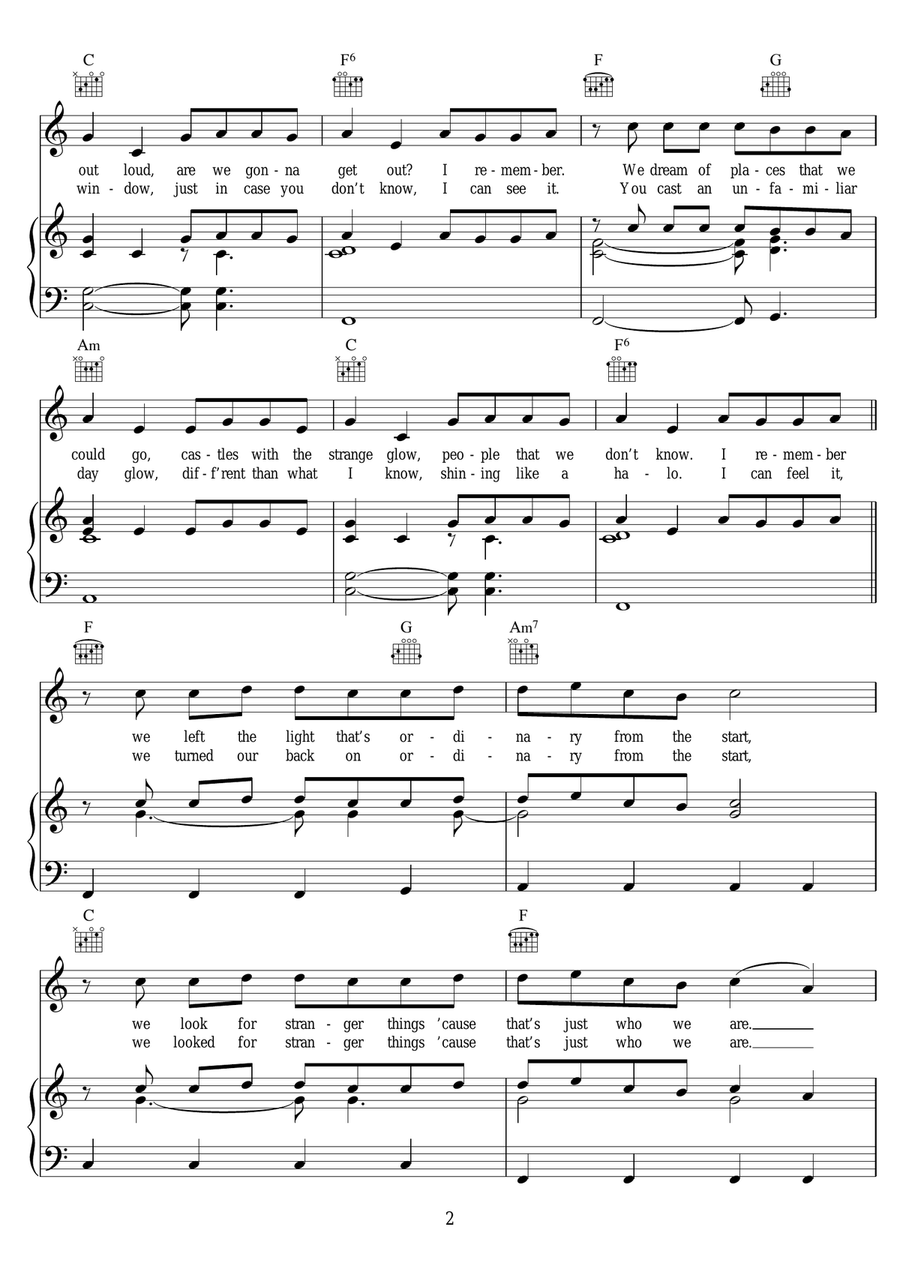 Stranger Things (featuring OneRepublic) Piano, Vocal scores gallery preview page 2