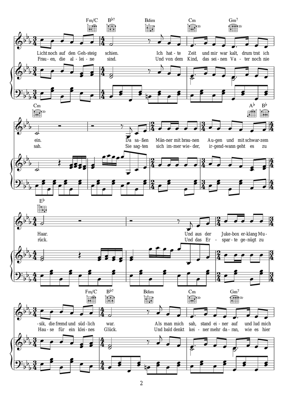 Griechischer Wein Piano, Vocal scores gallery preview page 2