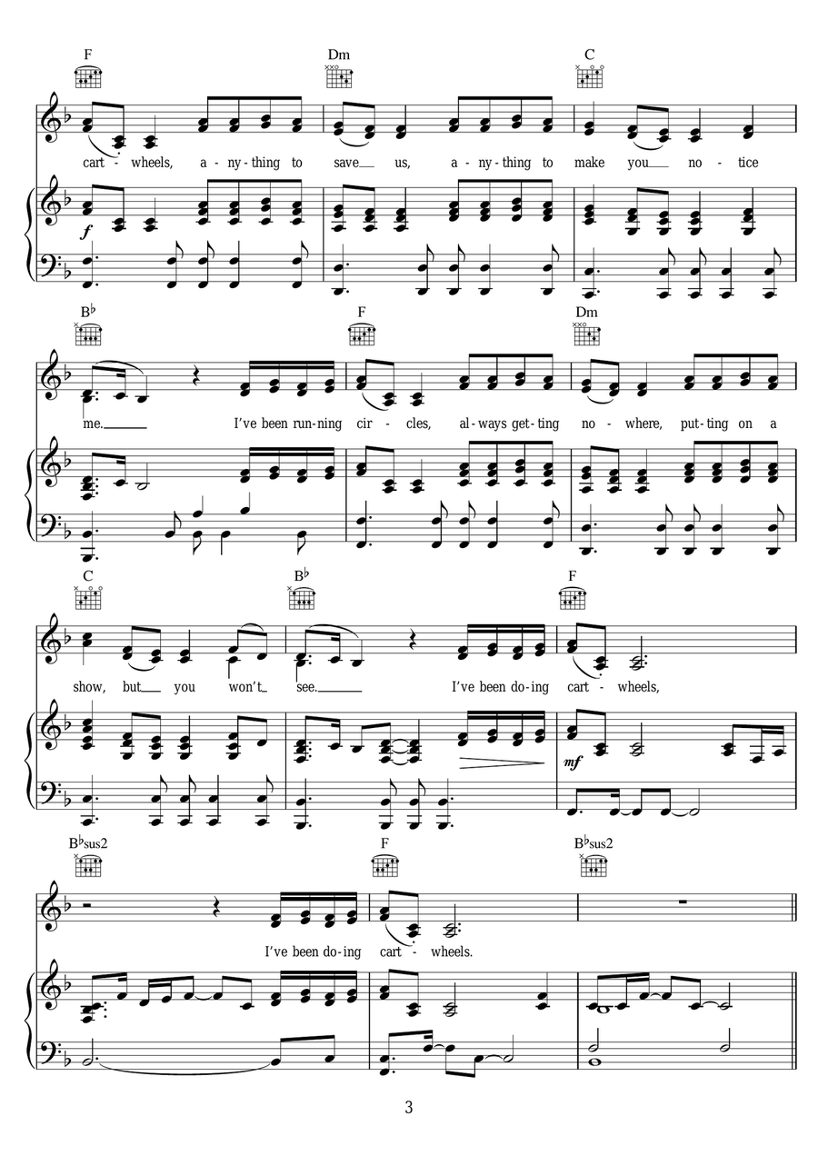 Cartwheels Cartwheels Piano, Vocal scores gallery preview page 3