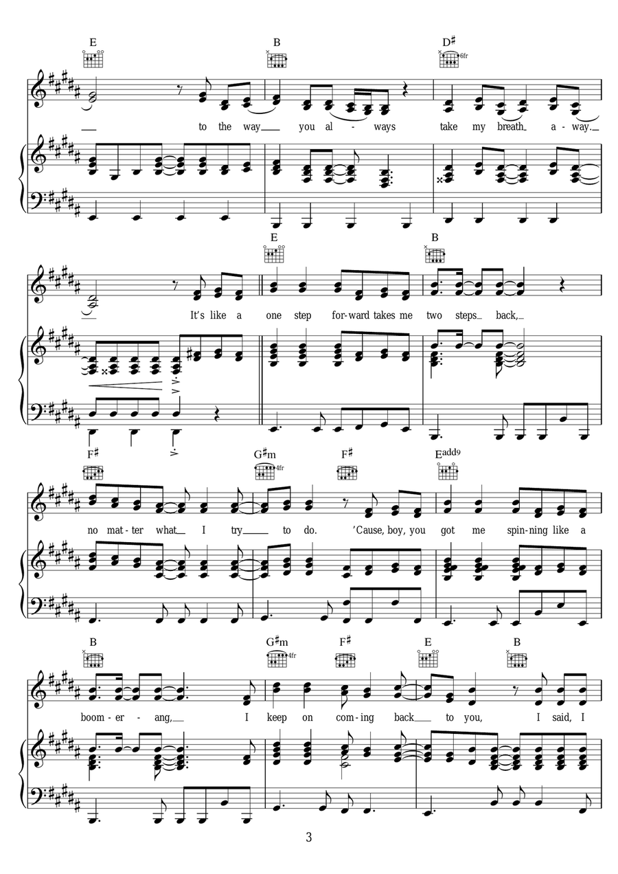 Boomerang Boomerang Piano, Vocal scores gallery preview page 3