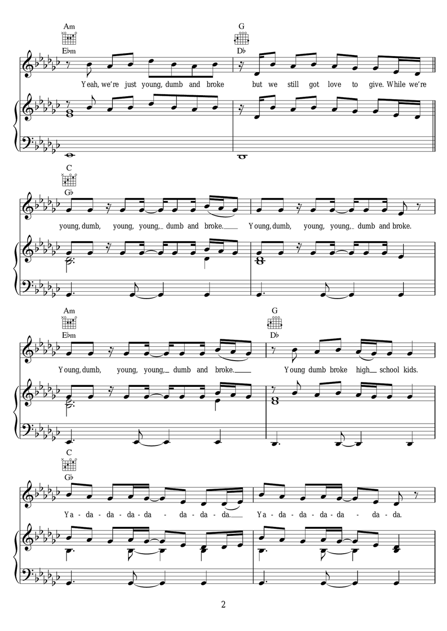 Young, Dumb and Broke Young, Dumb and Broke Piano, Vocal scores gallery preview page 2