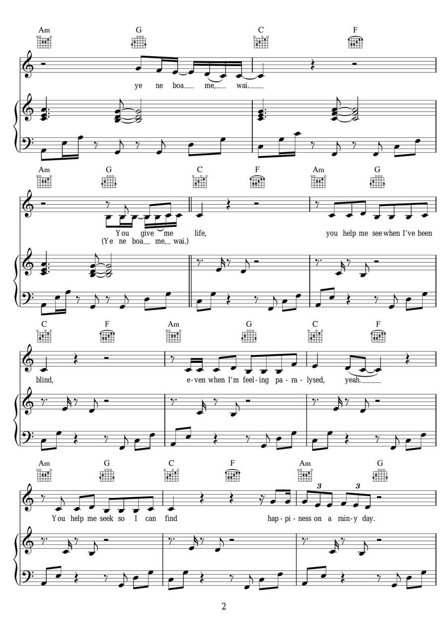 Boa Me (featuring Ed Sheeran and Mugeez) Piano, Vocal scores gallery preview page 2
