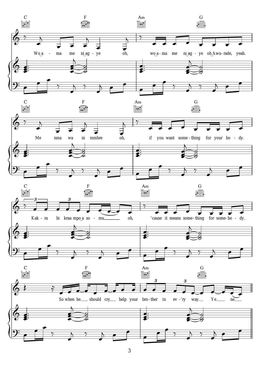 Boa Me (featuring Ed Sheeran and Mugeez) Piano, Vocal scores gallery preview page 3