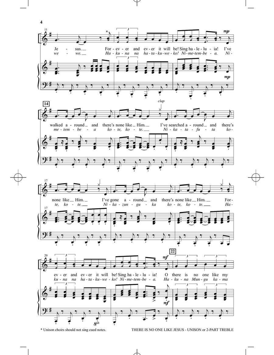 There's No One Like Jesus (Hakuna Mungu Kama Wewe) Unison Choir scores gallery preview page 2