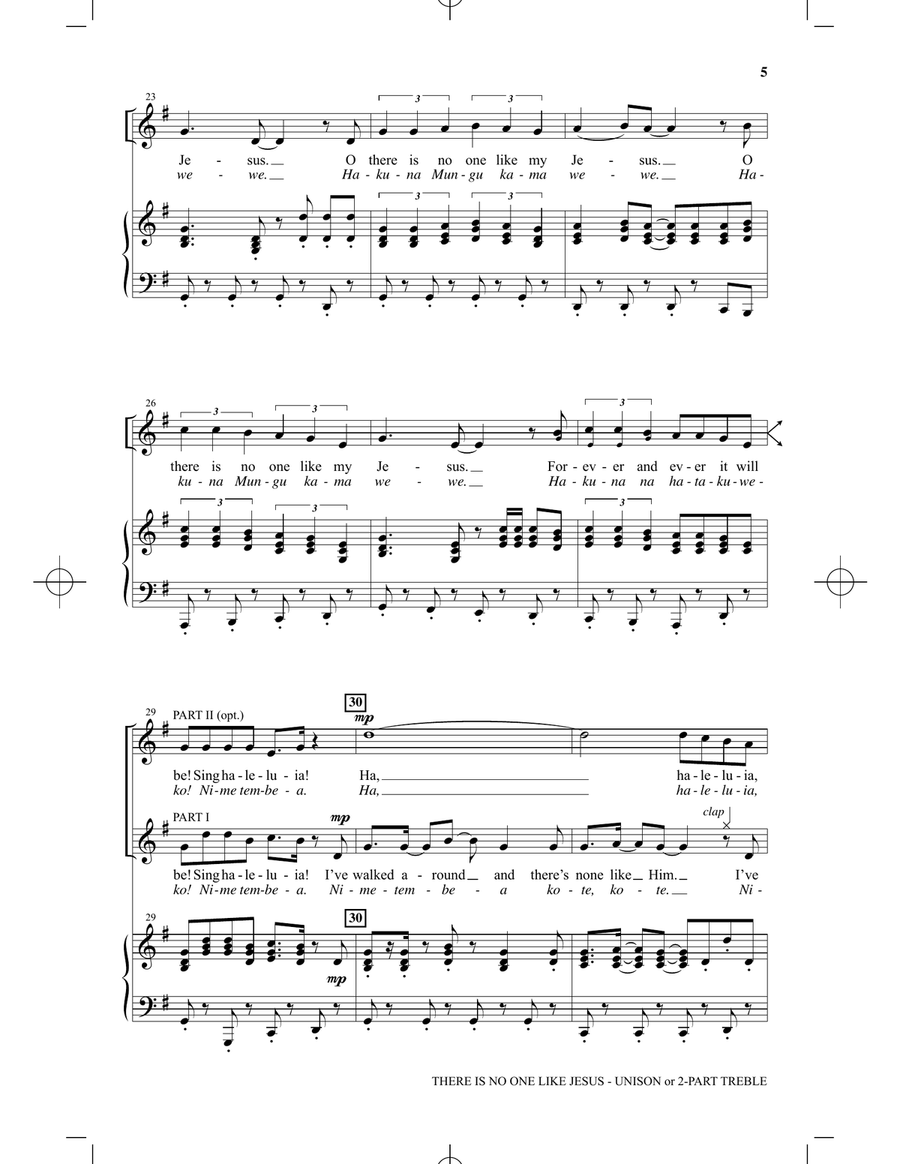 There's No One Like Jesus (Hakuna Mungu Kama Wewe) Unison Choir scores gallery preview page 3