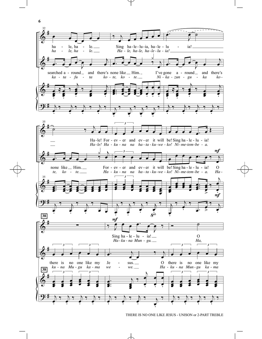 There's No One Like Jesus (Hakuna Mungu Kama Wewe) Unison Choir scores gallery preview page 4