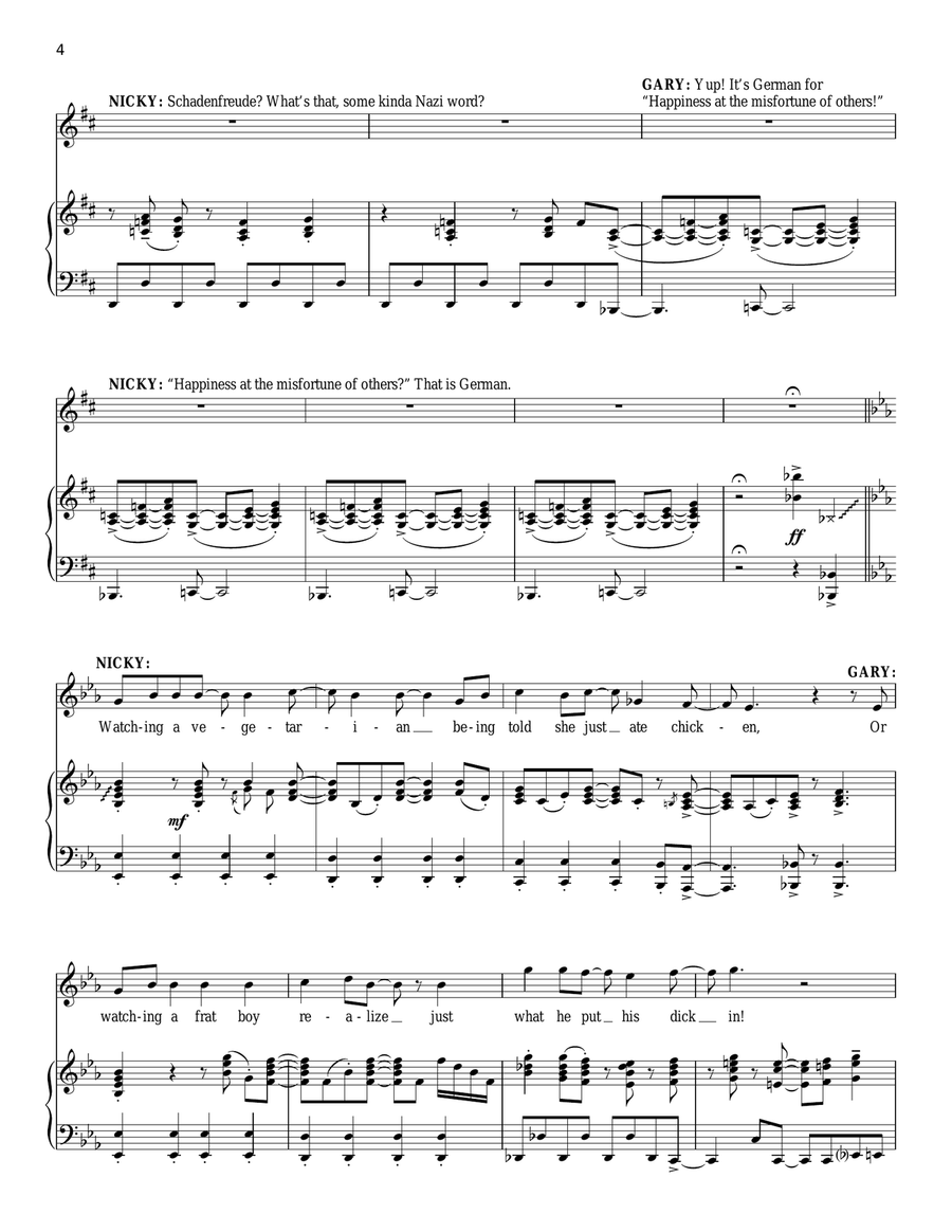 Schadenfreude Schadenfreude Piano, Vocal scores gallery preview page 4