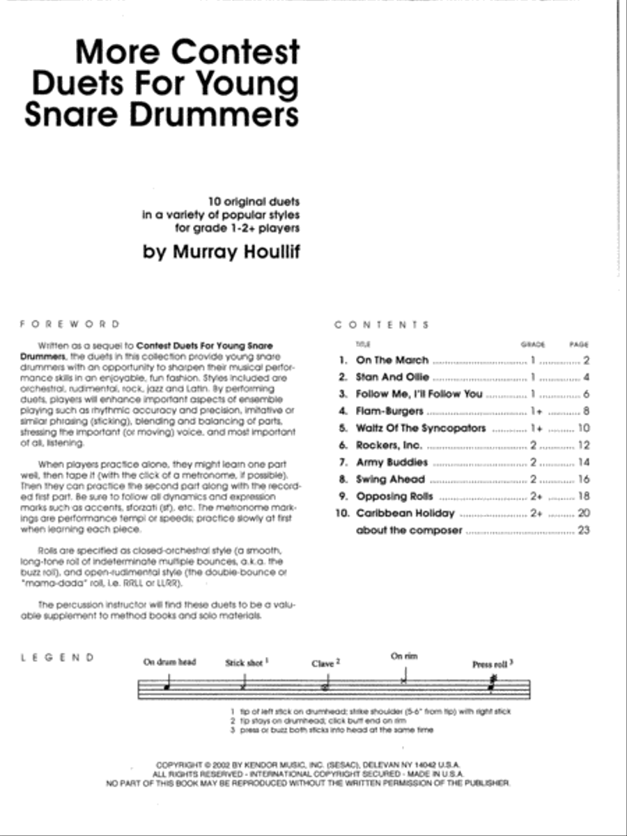 More Contest Duets For Young Snare Drummers Snare Drum scores gallery preview page 1