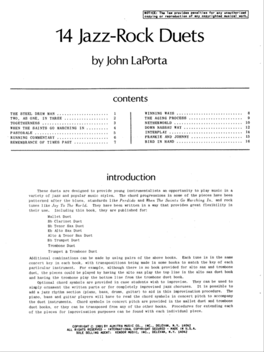 14 Jazz-Rock Duets Percussion scores gallery preview page 1