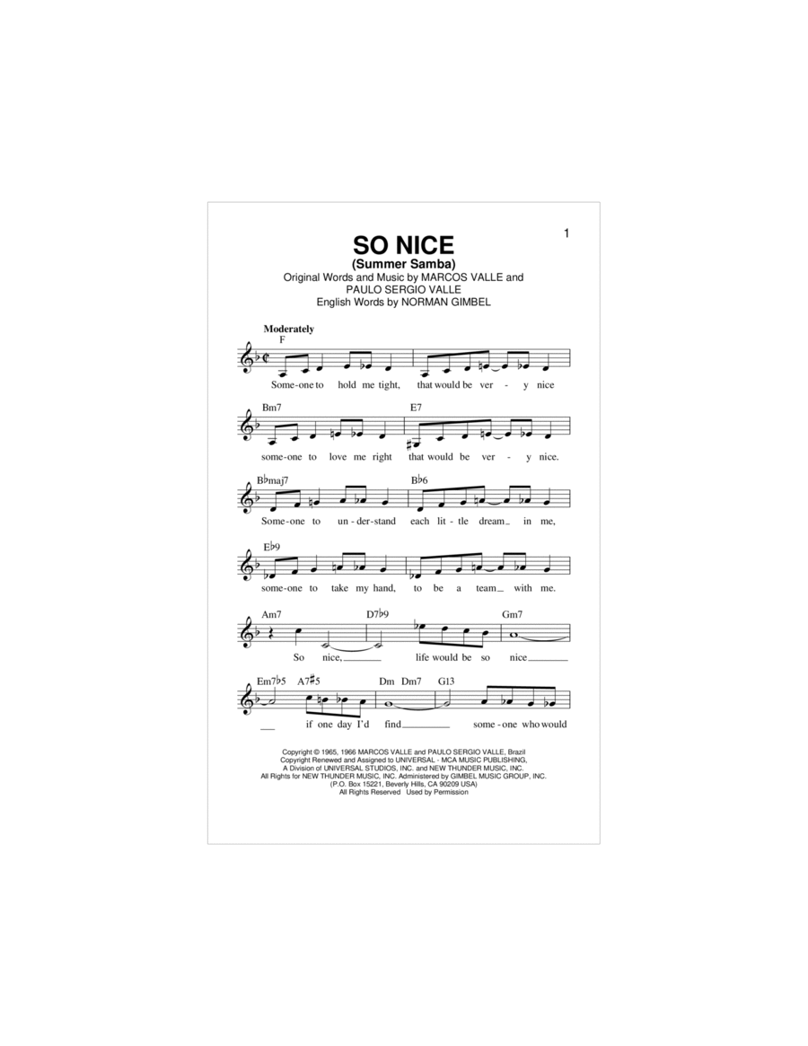 So Nice (Summer Samba) Piano scores gallery preview page 1