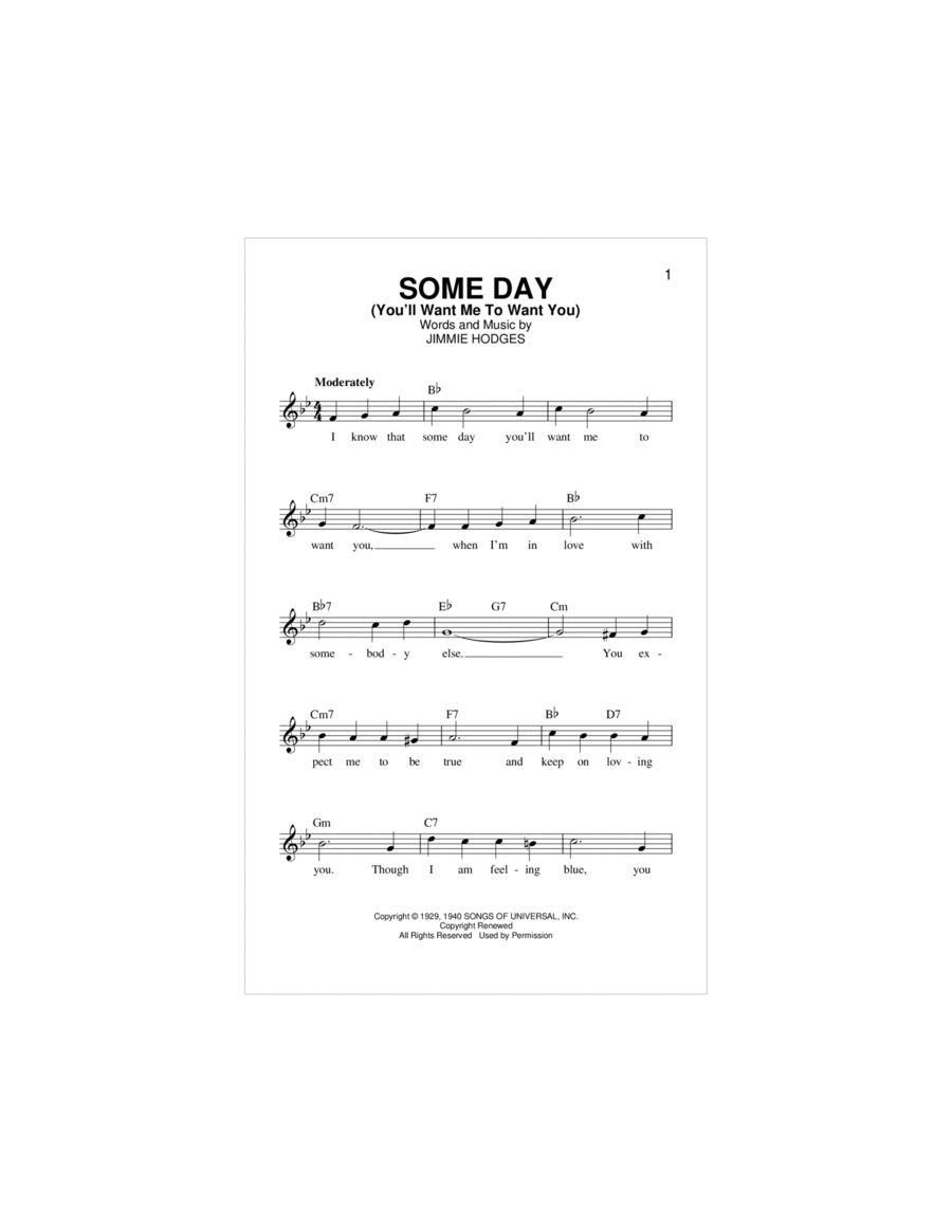 Some Day (You'll Want Me To Want You) Piano scores gallery preview page 1