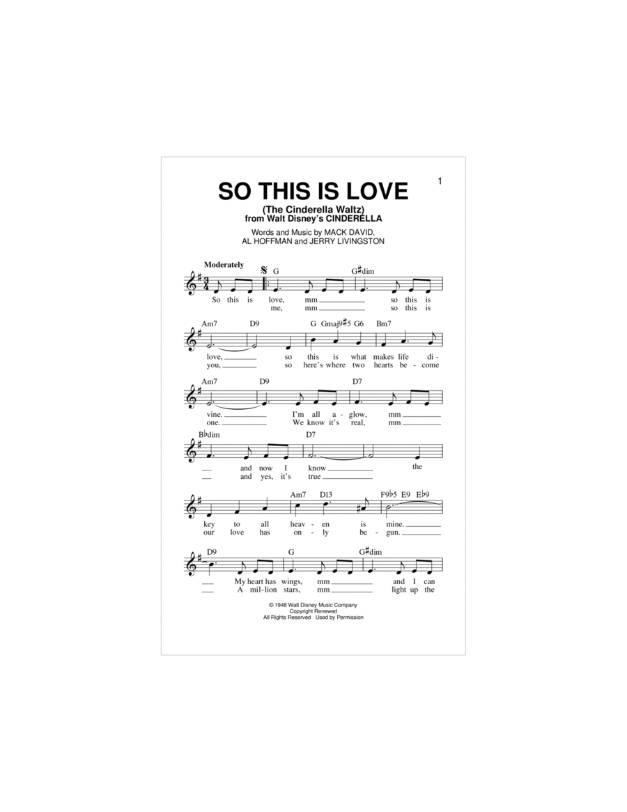 So This Is Love (from Cinderella) Piano scores gallery preview page 1