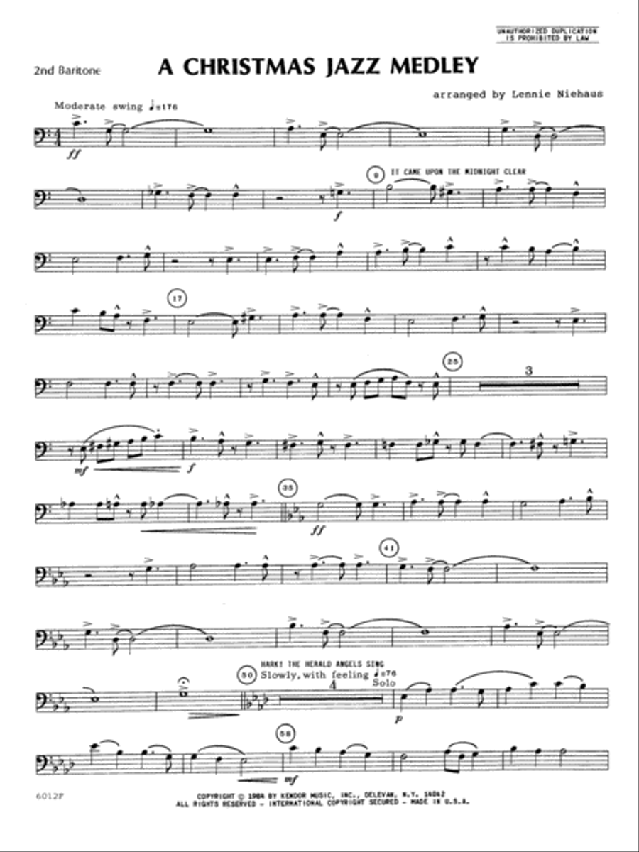 Christmas Jazz Medley - 2nd Baritone B.C. Baritone Horn BC scores gallery preview page 1