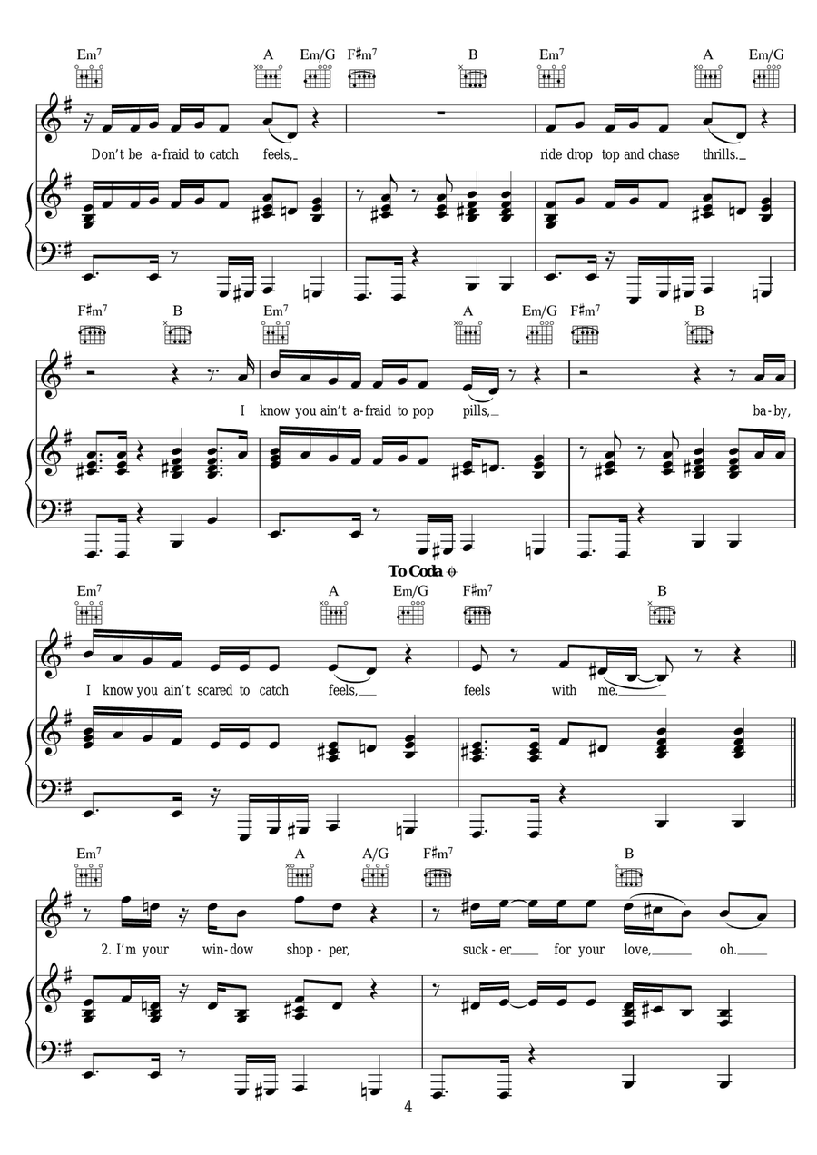 Feels (featuring Pharrell Williams, Katy Perry and Big Sean) Piano, Vocal scores gallery preview page 4